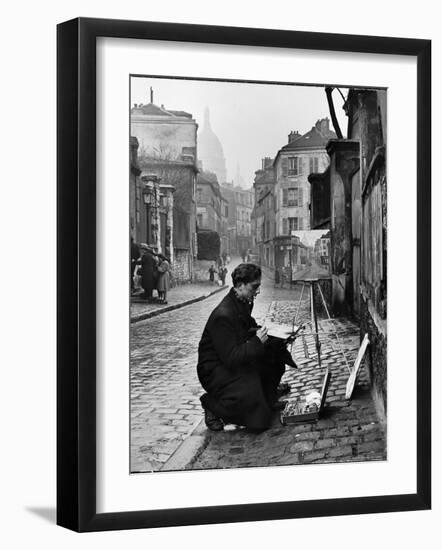 Young Artist Paints Sacre Coeur from the Ancient Rue Narvins-Ed Clark-Framed Premium Photographic Print