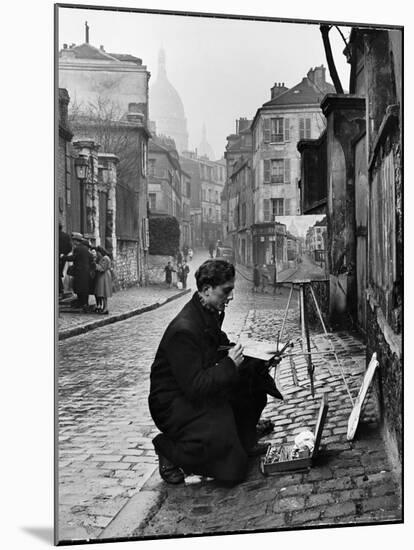 Young Artist Paints Sacre Coeur from the Ancient Rue Narvins-Ed Clark-Mounted Photographic Print