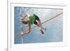 Young Athletes Pole Vault Seems to Reach the Sky-mezzotint-Framed Photographic Print