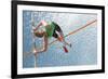 Young Athletes Pole Vault Seems to Reach the Sky-mezzotint-Framed Photographic Print