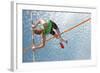 Young Athletes Pole Vault Seems to Reach the Sky-mezzotint-Framed Photographic Print