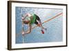 Young Athletes Pole Vault Seems to Reach the Sky-mezzotint-Framed Photographic Print