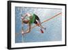 Young Athletes Pole Vault Seems to Reach the Sky-mezzotint-Framed Photographic Print