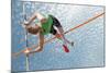 Young Athletes Pole Vault Seems to Reach the Sky-mezzotint-Mounted Photographic Print