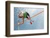 Young Athletes Pole Vault Seems to Reach the Sky-mezzotint-Framed Photographic Print