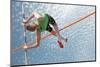 Young Athletes Pole Vault Seems to Reach the Sky-mezzotint-Mounted Photographic Print