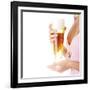 Young Attractive Blonde in Sexy Lingerie Holding a Beer-B-D-S-Framed Photographic Print