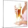 Young Attractive Blonde in Sexy Lingerie Holding a Beer-B-D-S-Mounted Photographic Print