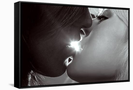 Young Attractive Couple Kissing Each Other-Anton Zabielskyi-Framed Stretched Canvas