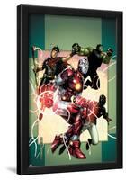 Young Avengers No.3 Cover: Iron Lad, Wiccan, Hulkling and Patriot-Jim Cheung-Lamina Framed Poster