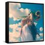 Young Beautiful Woman Enjoying Summer-khorzhevska-Framed Stretched Canvas