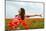 Young Beautiful Woman Walking and Dancing through a Poppy Field, Summer Outdoor.-khorzhevska-Mounted Photographic Print