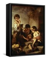 Young Beggars Playing Dice-Bartolome Esteban Murillo-Framed Stretched Canvas