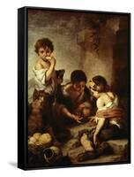 Young Beggars Playing Dice-Bartolome Esteban Murillo-Framed Stretched Canvas