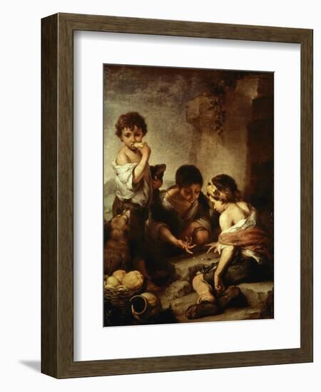 Young Beggars Playing Dice-Bartolome Esteban Murillo-Framed Giclee Print