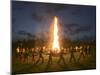 Young Belarusians Dance Around a Fire-null-Mounted Photographic Print