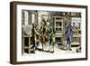 Young Ben Franklin in a Philadelphia Printing Shop, Told by Governor Keith He Should Go to England-null-Framed Giclee Print