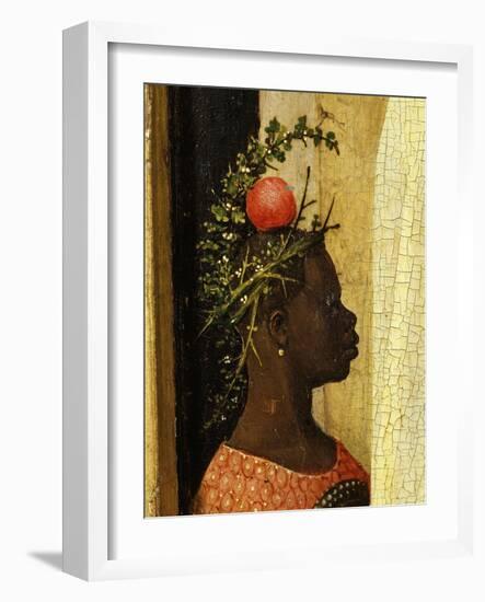 Young Black Page of King Gaspard with Apple on Head, from Adoration of the Magi, Tripytch-Hieronymus Bosch-Framed Giclee Print