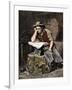 Young Blacksmith Reading a Newspaper, c.1800-null-Framed Giclee Print
