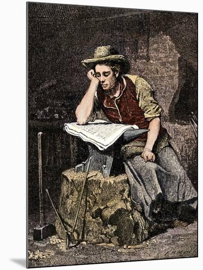 Young Blacksmith Reading a Newspaper, c.1800-null-Mounted Giclee Print