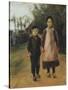 Young Boy and Girl on the Village Street; Junge Und Madchen Auf Der Dorfstrasse, C.1897-Max Liebermann-Stretched Canvas