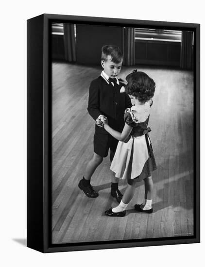 Young Boy and Girl Taking Dancing Lessons-Nina Leen-Framed Stretched Canvas