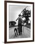 Young Boy and His Dog Walking Home from Fishing-Myron Davis-Framed Photographic Print