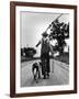 Young Boy and His Dog Walking Home from Fishing-Myron Davis-Framed Photographic Print