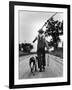 Young Boy and His Dog Walking Home from Fishing-Myron Davis-Framed Photographic Print