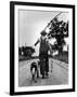 Young Boy and His Dog Walking Home from Fishing-Myron Davis-Framed Photographic Print