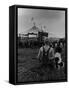 Young Boy and His Dog Watching the Circus Tents Being Set Up-Myron Davis-Framed Stretched Canvas