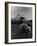 Young Boy and His Dog Watching the Circus Tents Being Set Up-Myron Davis-Framed Photographic Print