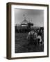 Young Boy and His Dog Watching the Circus Tents Being Set Up-Myron Davis-Framed Photographic Print