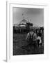 Young Boy and His Dog Watching the Circus Tents Being Set Up-Myron Davis-Framed Photographic Print