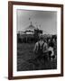 Young Boy and His Dog Watching the Circus Tents Being Set Up-Myron Davis-Framed Photographic Print