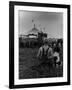 Young Boy and His Dog Watching the Circus Tents Being Set Up-Myron Davis-Framed Photographic Print