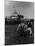 Young Boy and His Dog Watching the Circus Tents Being Set Up-Myron Davis-Mounted Photographic Print