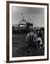 Young Boy and His Dog Watching the Circus Tents Being Set Up-Myron Davis-Framed Photographic Print