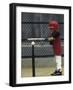 Young Boy Batting During a Tee Ball Game-null-Framed Photographic Print