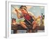 Young Boy Fishing-null-Framed Art Print