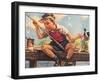 Young Boy Fishing-null-Framed Art Print