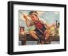 Young Boy Fishing-null-Framed Art Print