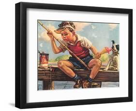 Young Boy Fishing-null-Framed Art Print