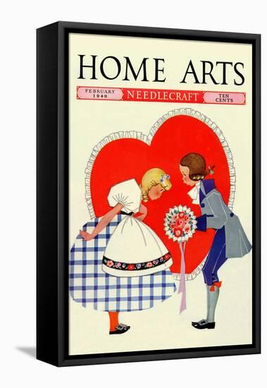 Young Boy Gives a Little Girl a Nosegay-Home Arts-Framed Stretched Canvas