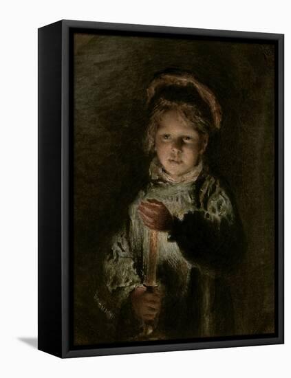 Young Boy Holding a Candle-William Henry Hunt-Framed Stretched Canvas