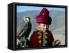 Young Boy Holding a Falcon, Golden Eagle Festival, Mongolia-Amos Nachoum-Framed Stretched Canvas