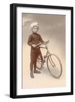 Young Boy in Chef's Hat with Bicycle-null-Framed Art Print