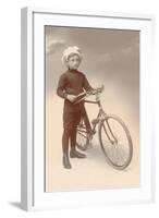 Young Boy in Chef's Hat with Bicycle-null-Framed Art Print