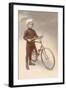 Young Boy in Chef's Hat with Bicycle-null-Framed Art Print