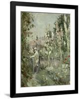 Young Boy in the Hollyhocks-Berthe Morisot-Framed Giclee Print